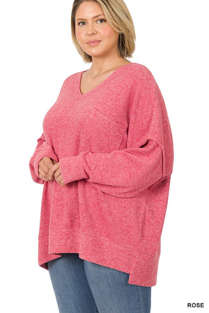 Marled Pink Sweater in Curvy
