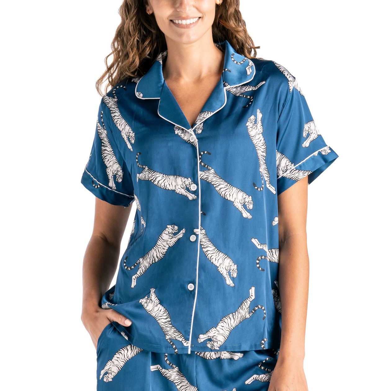 Hello Mello Satin Pajama Top - Easy Tiger