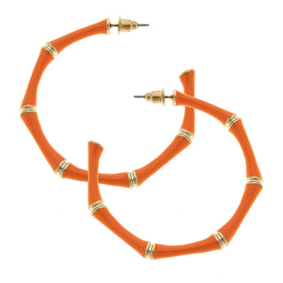 Celeste Enamel Bamboo Hoop Earrings