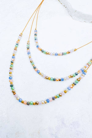 Triple Layer Glass Bead Necklace