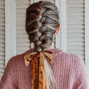 Gold Velvet Bow Scrunchie