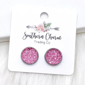 Pink Sparkle Druzy Earrings