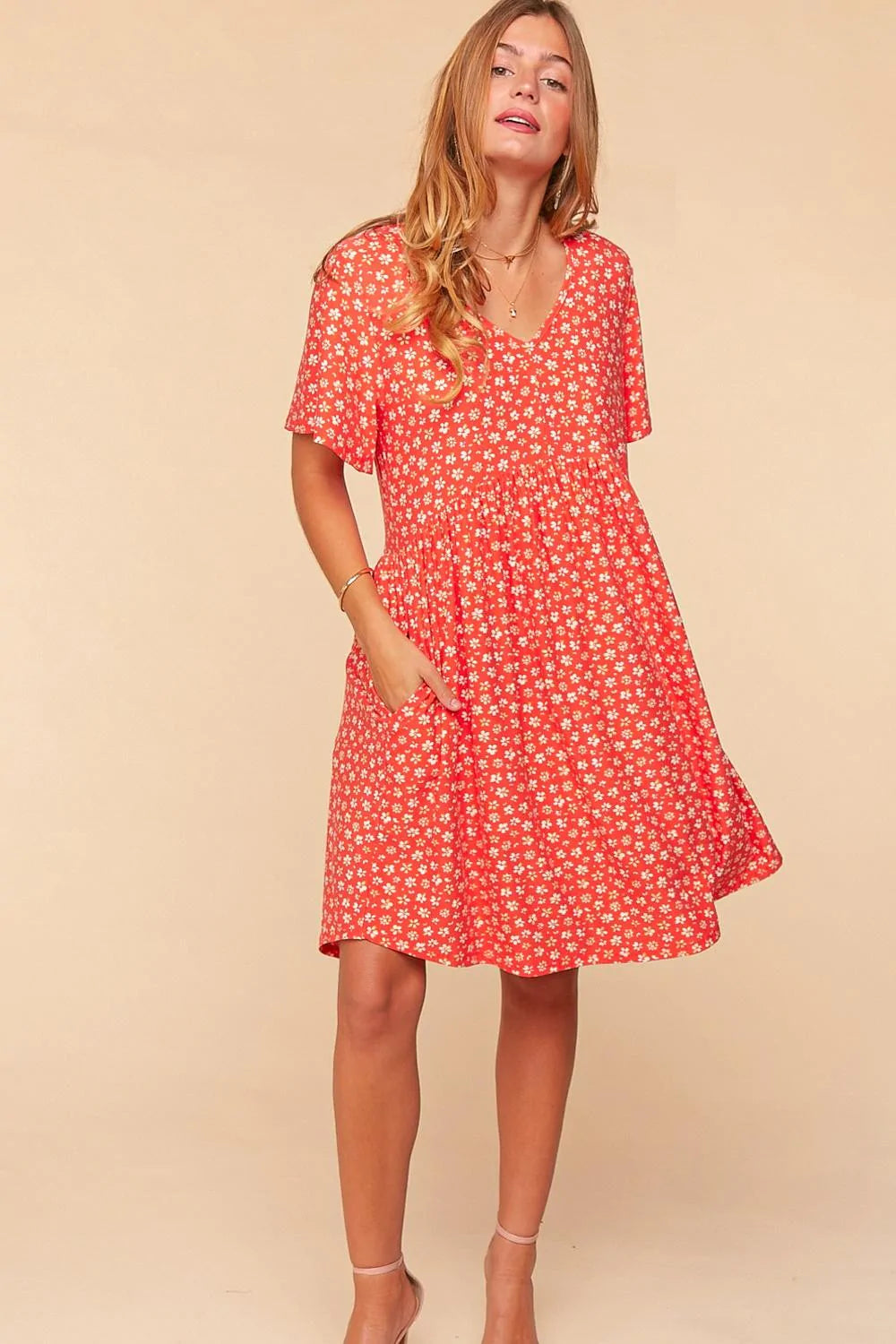 Scarlet Floral Print Dress In Plus