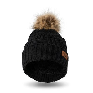 Plush Lined Knit Pom Hat