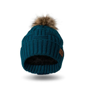 Plush Lined Knit Pom Hat