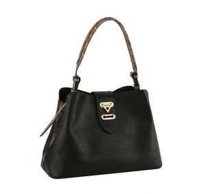 Soft Leather Satchel bag Top Handle Shoulder Bag in Black