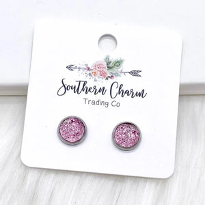 Pink Sparkle Druzy Earrings