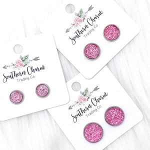 Pink Sparkle Druzy Earrings
