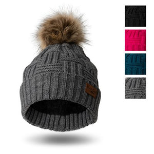 Plush Lined Knit Pom Hat