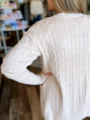 Twisted Cable Open Front Cardigan
