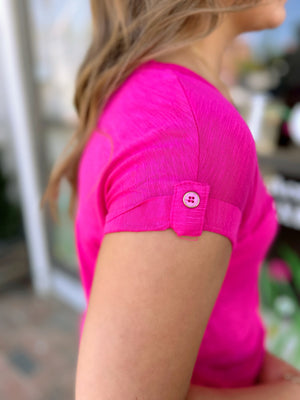 Tab Sleeve Top With Button Detail