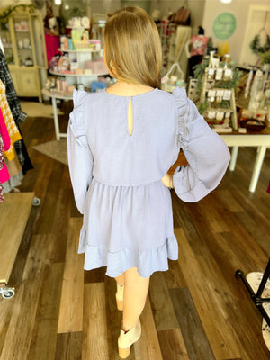 Picture Perfect Smocked Waist Ruffle Sleeve Dress