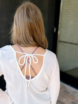 Bell Sleeve Textured Top in Cream