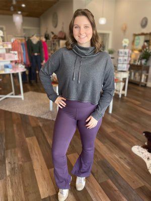 Waffle Knit Cowl Neck Top