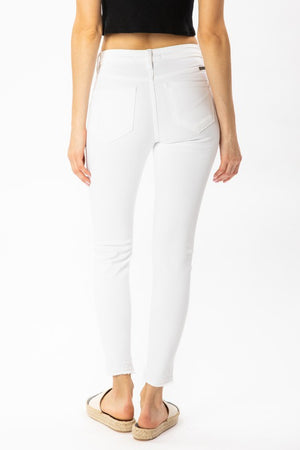 White Distressed Ankle Skinny Jeans