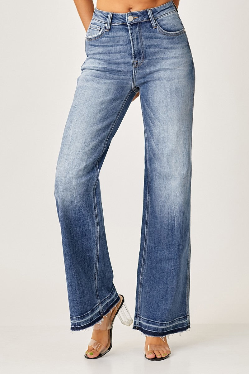 Straight Talking High Rise Jeans with Released Hem